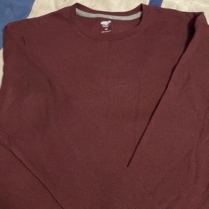 Old Navy Thermal Knit Tee Shirt, Maroon, Long Sleeve